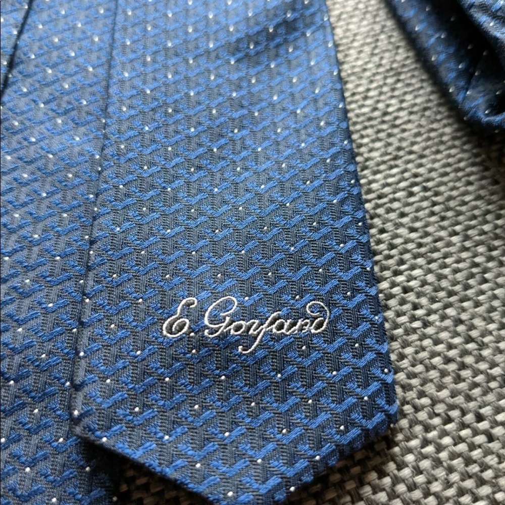 Auth Goyard Blue Skinny Tie - Picture 2 of 5